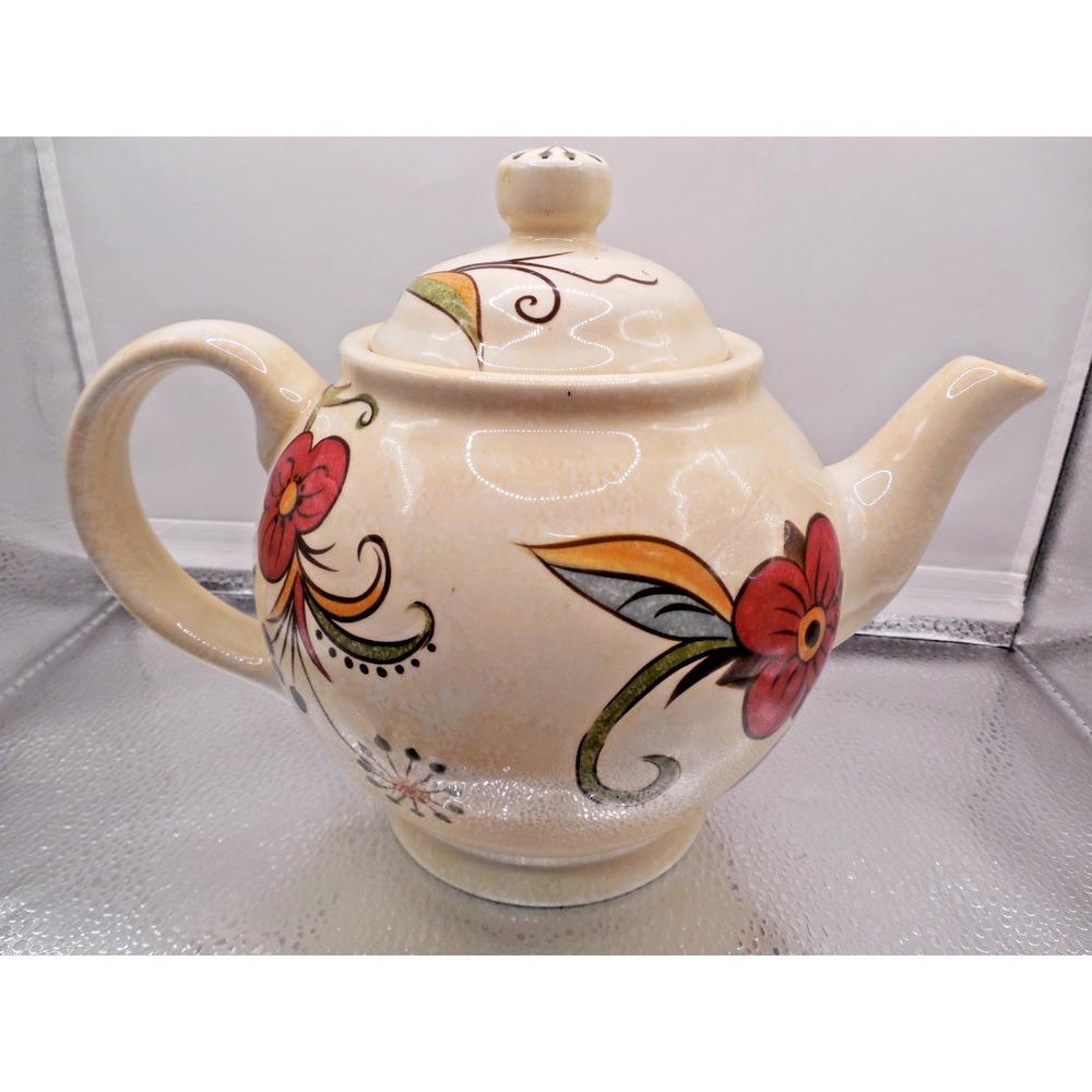 Pier 1Imports "Carynthum"  Teapot Floral 48 oz / 7.5  Inch Tall